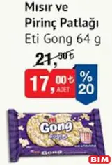 ETİ GONG MISIR VE PİRİNÇ PATLAĞI 64 G fiyat ve kampanya bilgisi